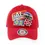 Thumbnail: Front view of red baseball cap with embroidered Ottawa badges clustered at front