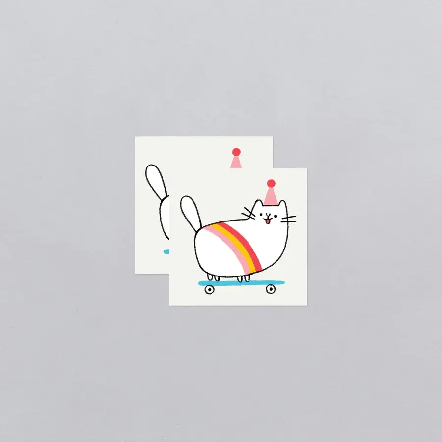 Thumbnail: 2 sheets of Skateboard kitty temporary tattoos