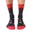 Thumbnail: Front view of pair of black & red socks & festive holiday print
