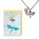 Thumbnail: Art card print of Simone Diamond's 'Dragonfly' &  chain with stone bead & pendant with 'Dragonfly'