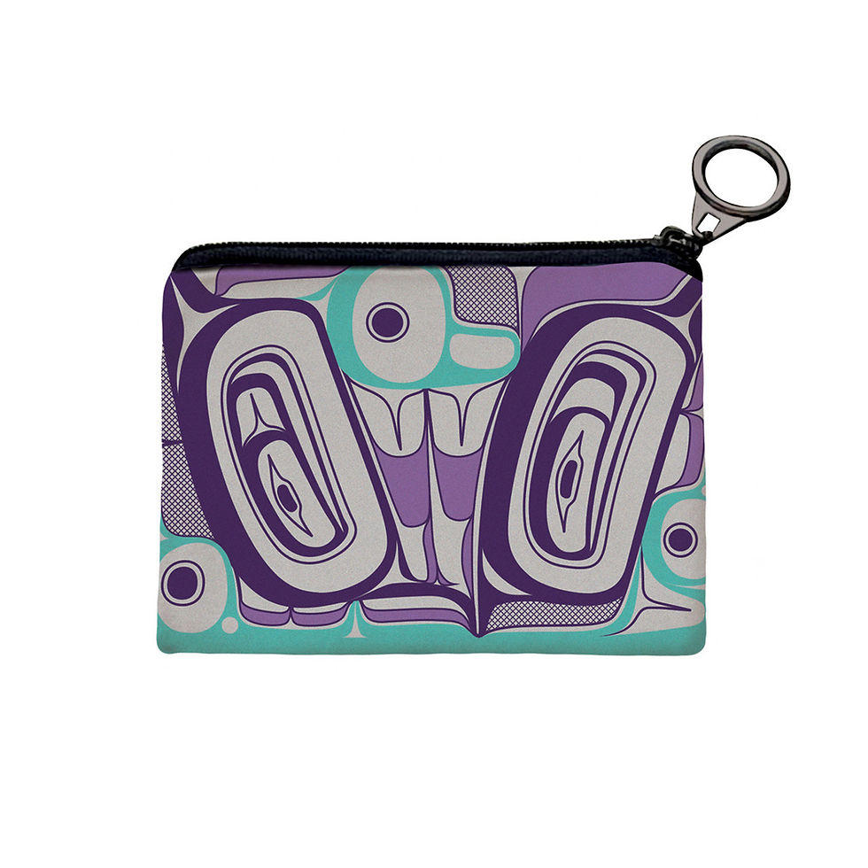 Small rectangular fabric coin purse printed with reproduction of artist Morgan Asoyuf's 'Butterfly'