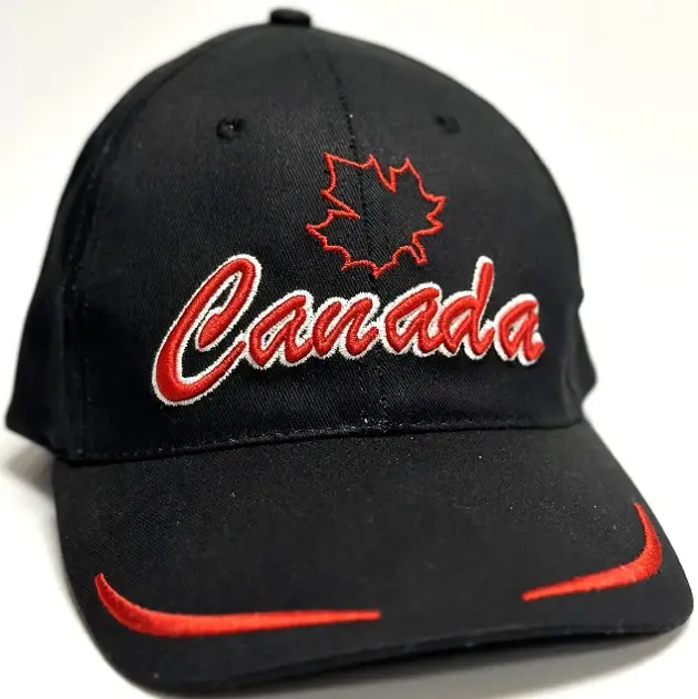 Classic dark navy baseball cap with Canada on front & red swooshes on peak