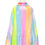 Thumbnail: Back view of pastel rainbow striped dress-up cape on mannequin