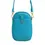 Thumbnail: Back of turquoise faux leather shoulder purse with long detachable strap & pocket with snap closure