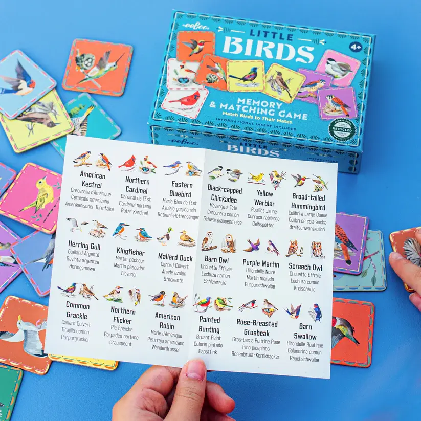 Sheet of instructions & illustrations of matched pairs of bird tiles