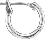 Silver coloured metal hoop earring with click back