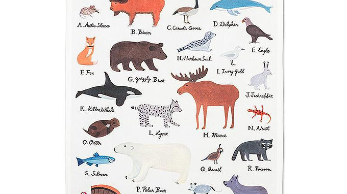 Wildlife Alphabet Kitchen Towel