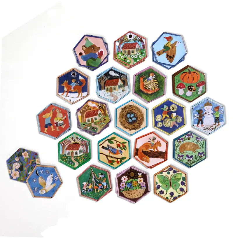 Group of hexagonal tiles in Cottage Fairies Matching Game