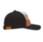 Side view of black & orange baseball cap