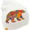 Thumbnail: Side view of plain white toque with print of artist Dawn Oman's Alpha Bear painting on embroidered patch