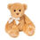 Thumbnail: Front view of small golden brown seated teddy bear with ivory ribbon around neck
