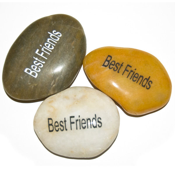 Thumbnail: 3 Nature's Expression Inspiration River Stones inscribed-best friends