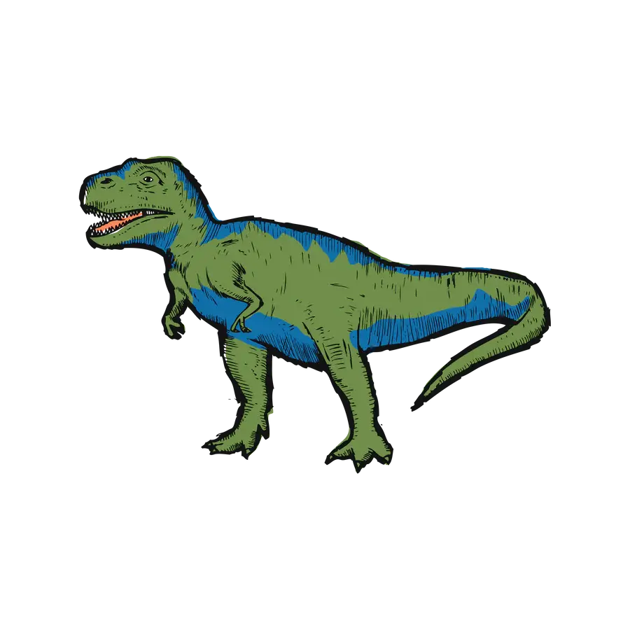 Tattoo stencil sheet of green T-rex dinosaur
