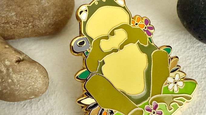 Cecile Frog Enamel Lapel Pin
