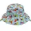 Thumbnail: Blue kids' bucket hat with all over pattern of horses & chin strap