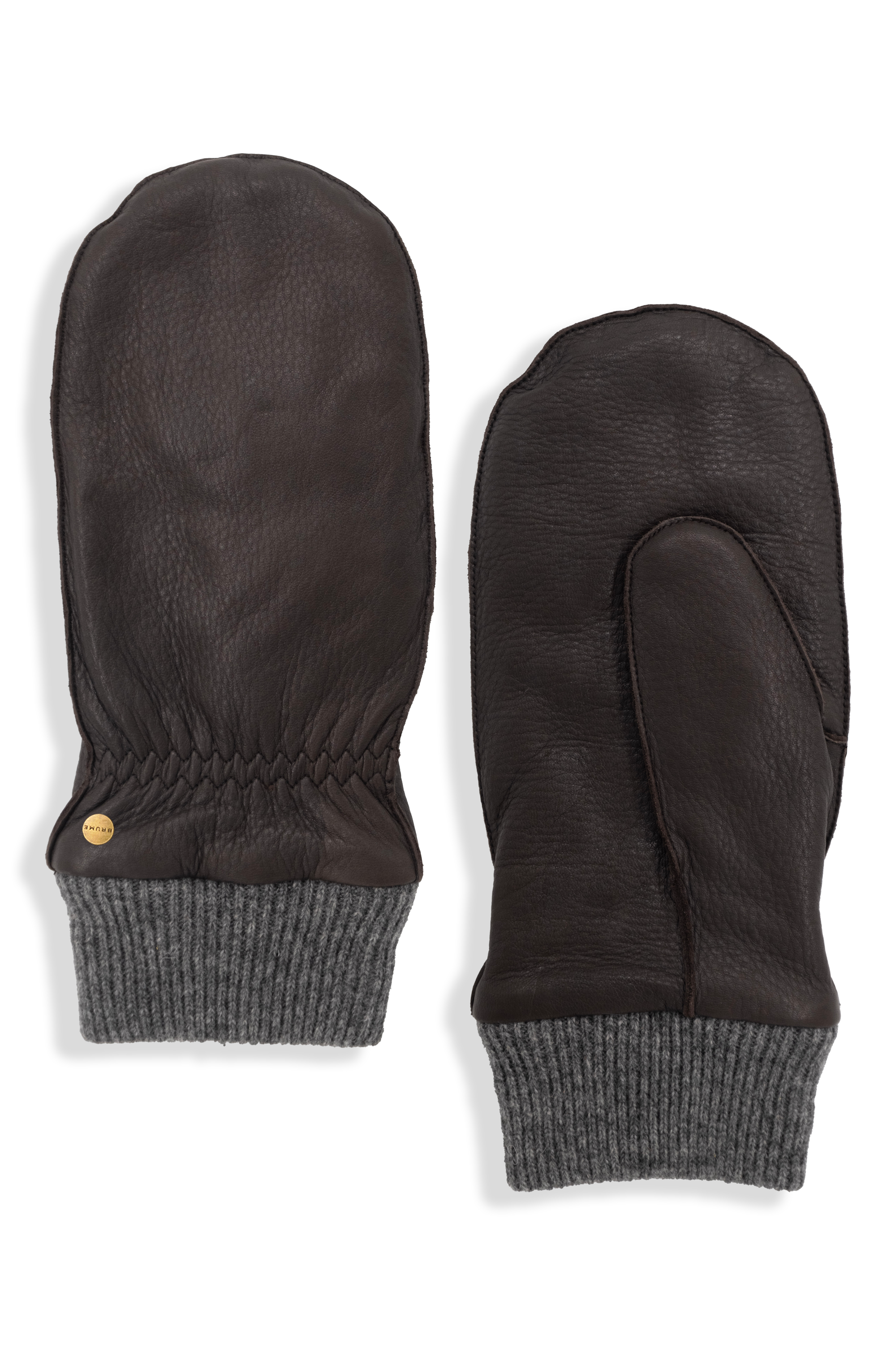 Brume Delta Deerskin Mittens in Brown at Tickled Pink in Ottawa ByWard Market.