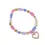 Thumbnail: Gold-colored metal bracelet strung with blue, purple & pink beads & matching rhinestone heart charm