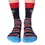 Thumbnail: Front view of navy, blue, red & orange geometric print socks, text, 'Funcle - the Fun Uncle'