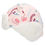Thumbnail: Side view of pink trapper hat with pink & blue floral print & white sherpa lining with earflaps up