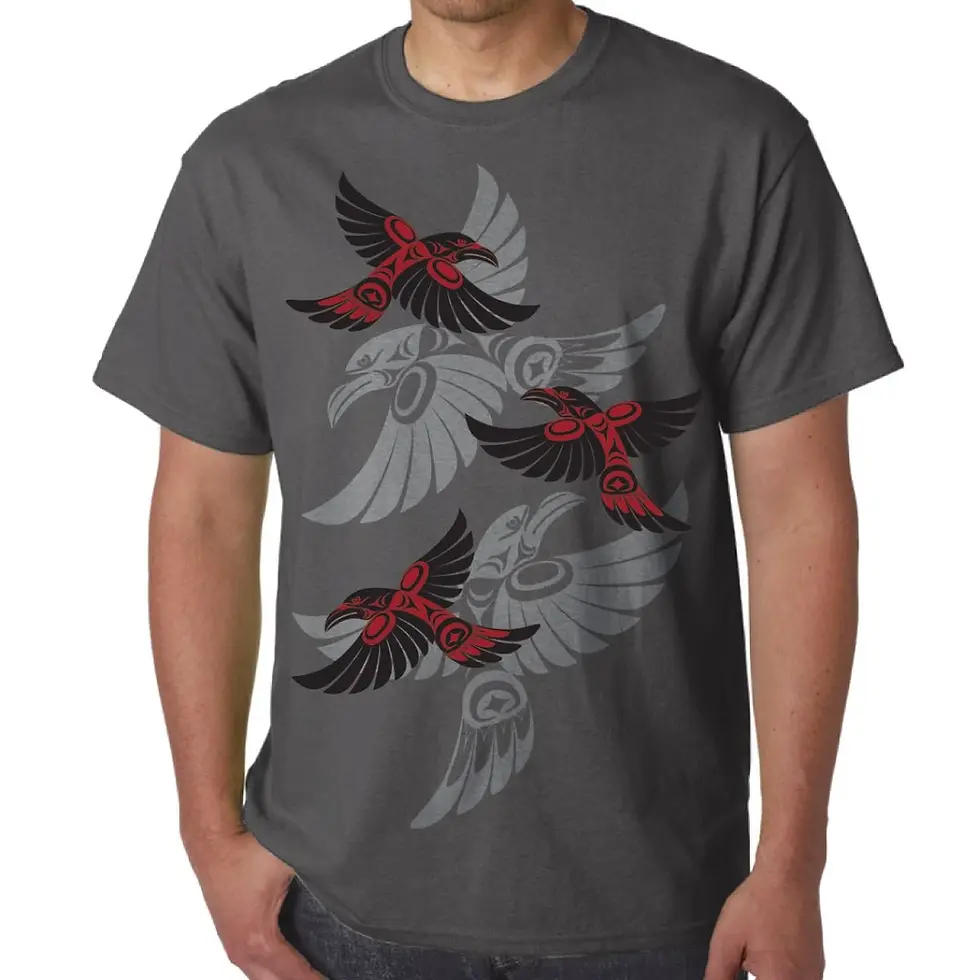 Indigenous Art T-Shirt Raven by Simone Diamond with Coast Salish art at Quichua.