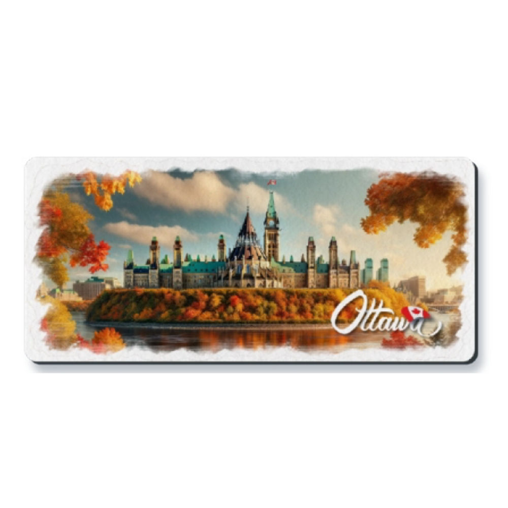 Artimo Ottawa Parliament Fall River View Long Magnet at Tickled Pink in Ottawa ByWard Market.