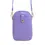 Thumbnail: Back of light purple faux leather shoulder purse with long detachable strap & pocket with snap closure