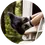Thumbnail: Men's feet propped on railing of balcony wearing Sasquatch Out socks
