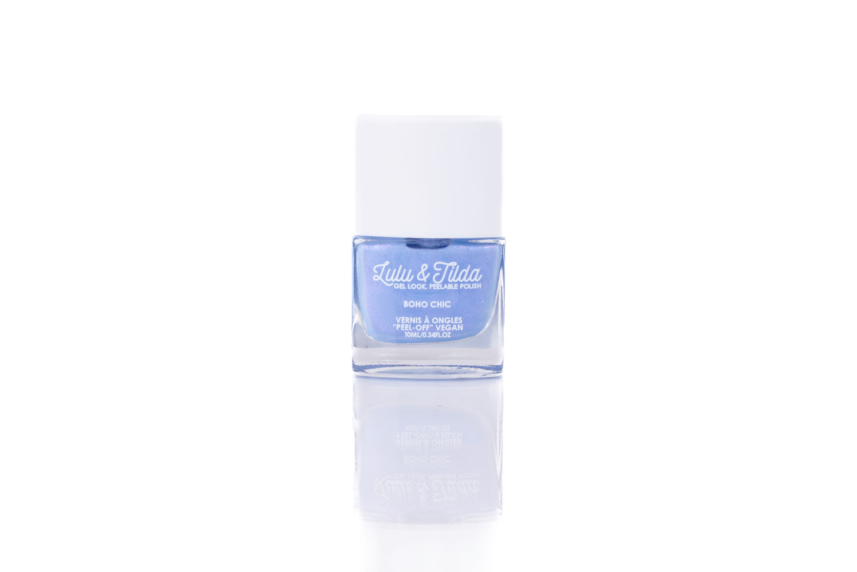 White capped bottle of Lulu & Tilda children's peelable nail polish, color Boho Chic