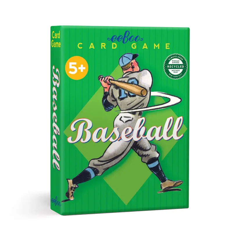 Front of green box of Baseball playing cards game