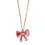Thumbnail: Red enamel bow pendant with clear rhinestone center on gold colored chain