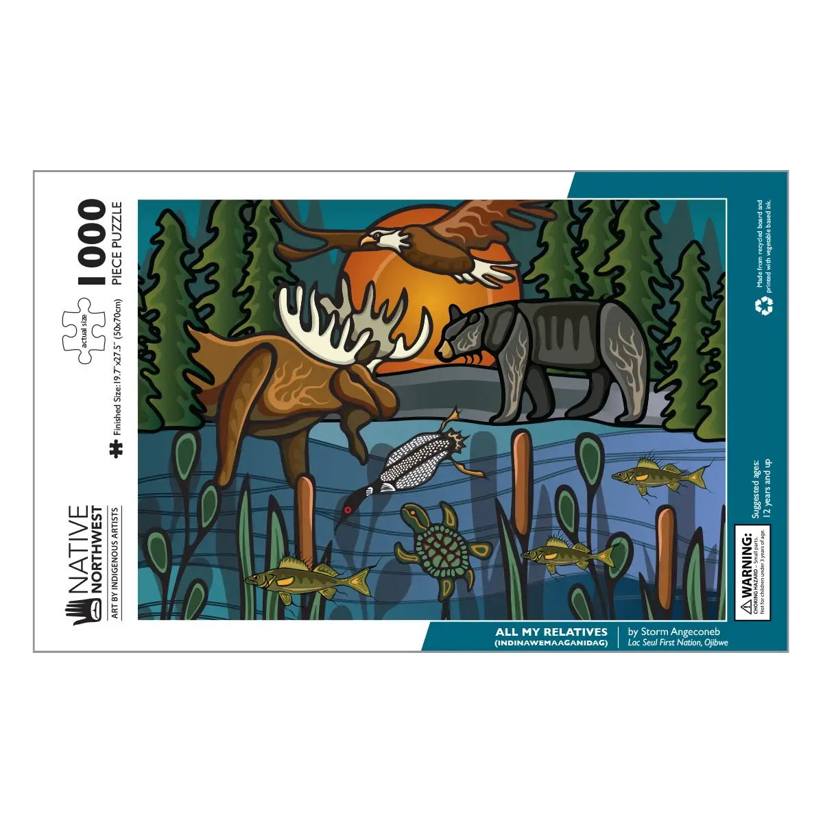 Indigenous Art Puzzle All My Relatives by Storm Angeconeb. 1000 piece jigsaw at Quichua.