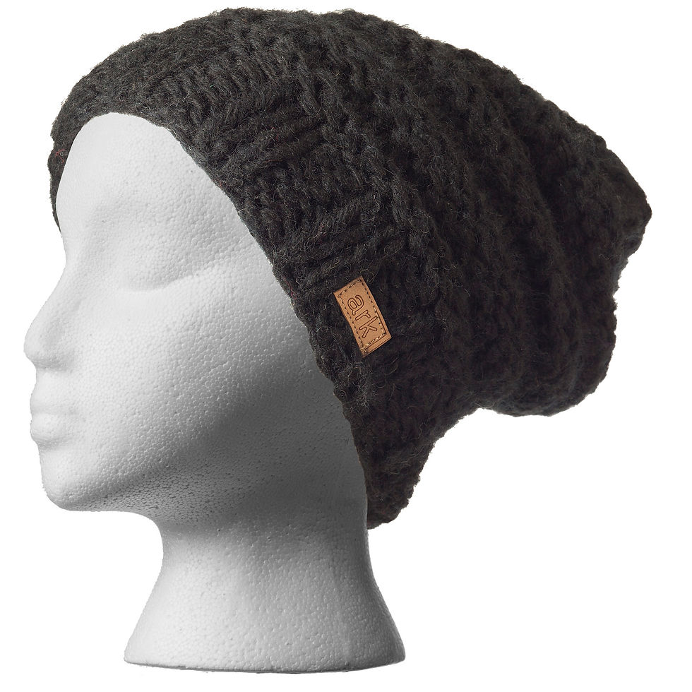 Thumbnail: Knit wool slouch hat-black