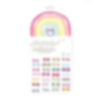 White cardboard package holding 30 pairs of stick-on-earrings with colorful rainbow at top