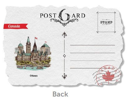 Back of the ByWard Market building postcard at Tickled Pink Ottawa.