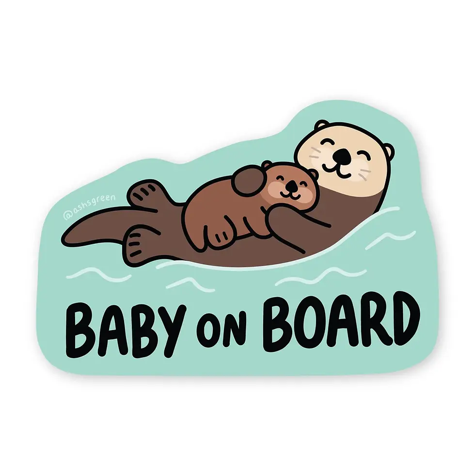 Baby on Board Otter Car Magnet by Ashleigh Green at Tickled Pink in Ottawa ByWard Market.