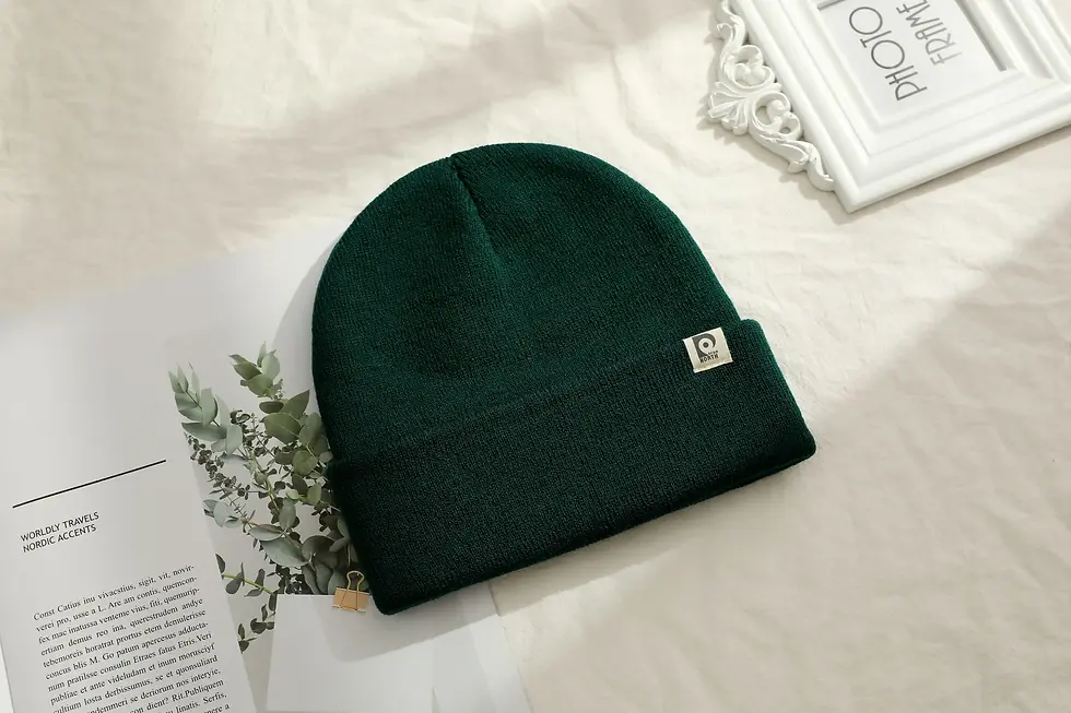 Thumbnail: Green classic cuffed toque laid flat