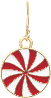 Round red & white peppermint candy stud earring