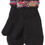 Thumbnail: Solid black knit wool mittens with multi-colored silk & wool cuffs