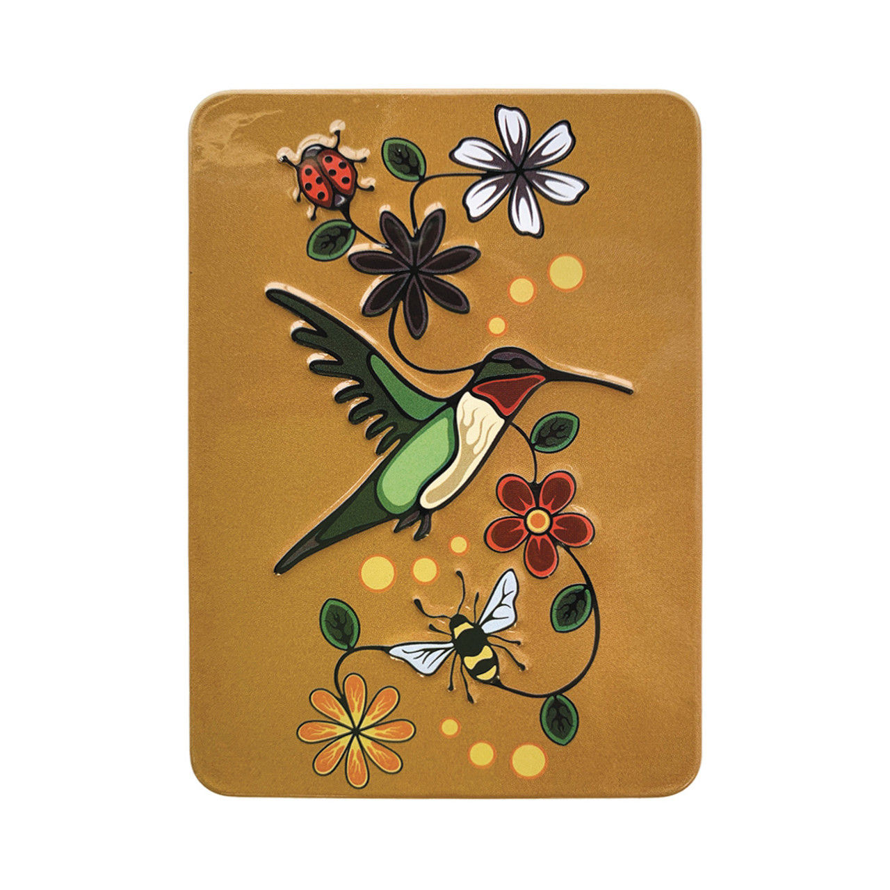 Hummingbird (Nenookaasi) Embossed Metal Magnet by Storm Angeconeb