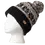 Thumbnail: Knit wool toque-style hat-solid black ribbed cuff-black gray & white pattern & pompom
