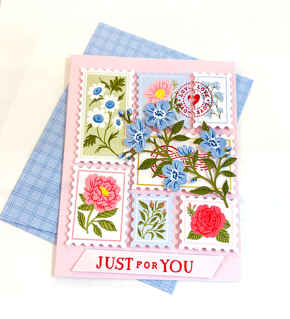 Stamp mosaic of flowers on handmade card at Tickled Pink Ottawa