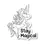 Thumbnail: Black & white sticker of unicorn, text, 'Stay Magical'