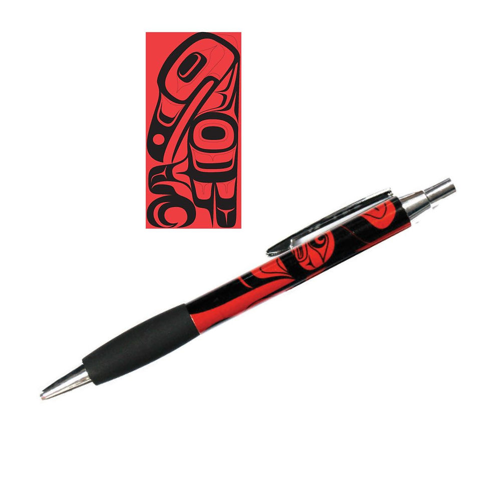 Red & black ball-point pen printed with artist Ernest Swanson's 'Raven'