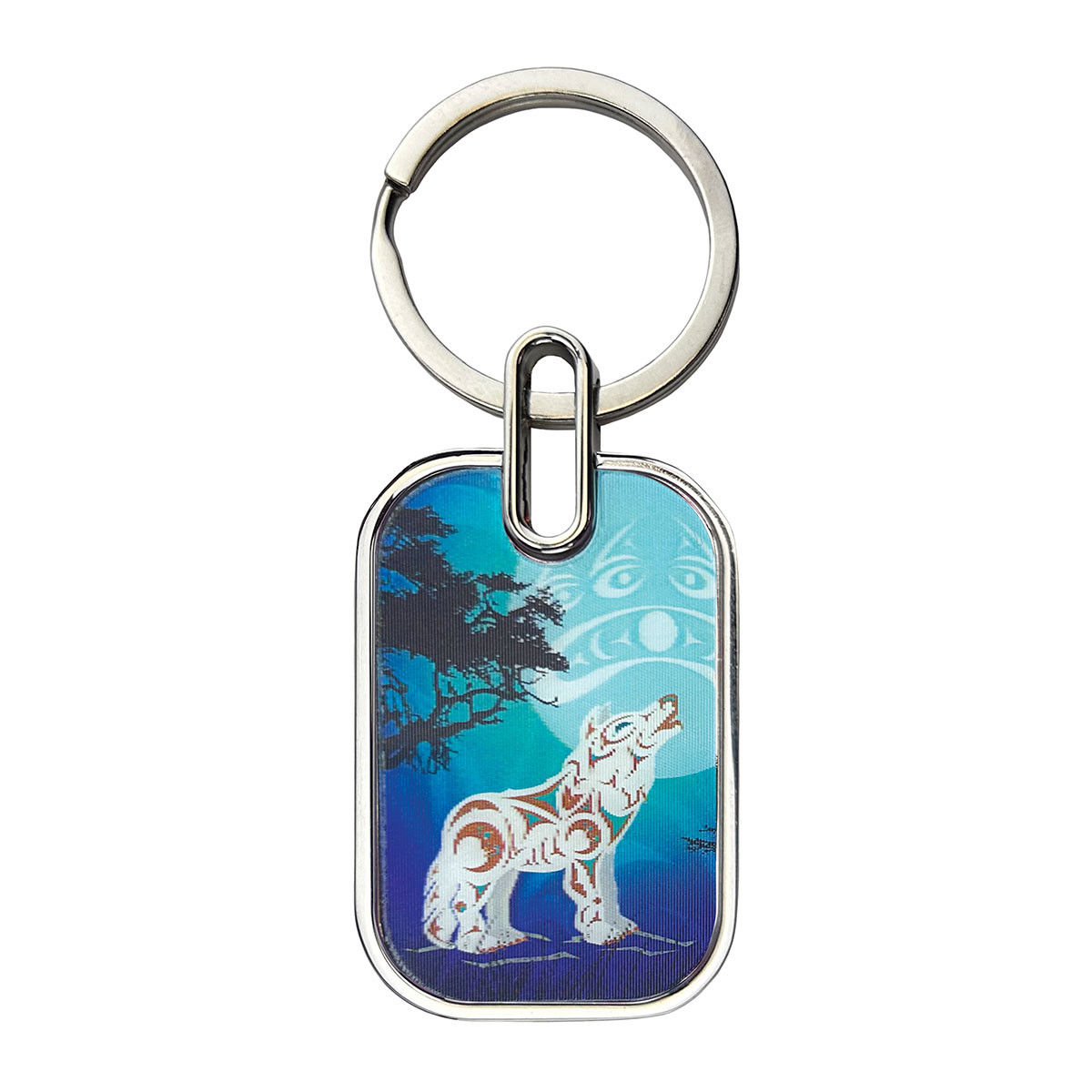 Howling Wolf 3D Motion Keychain by Darrell Thorne at Quichua World Market, Ottawa