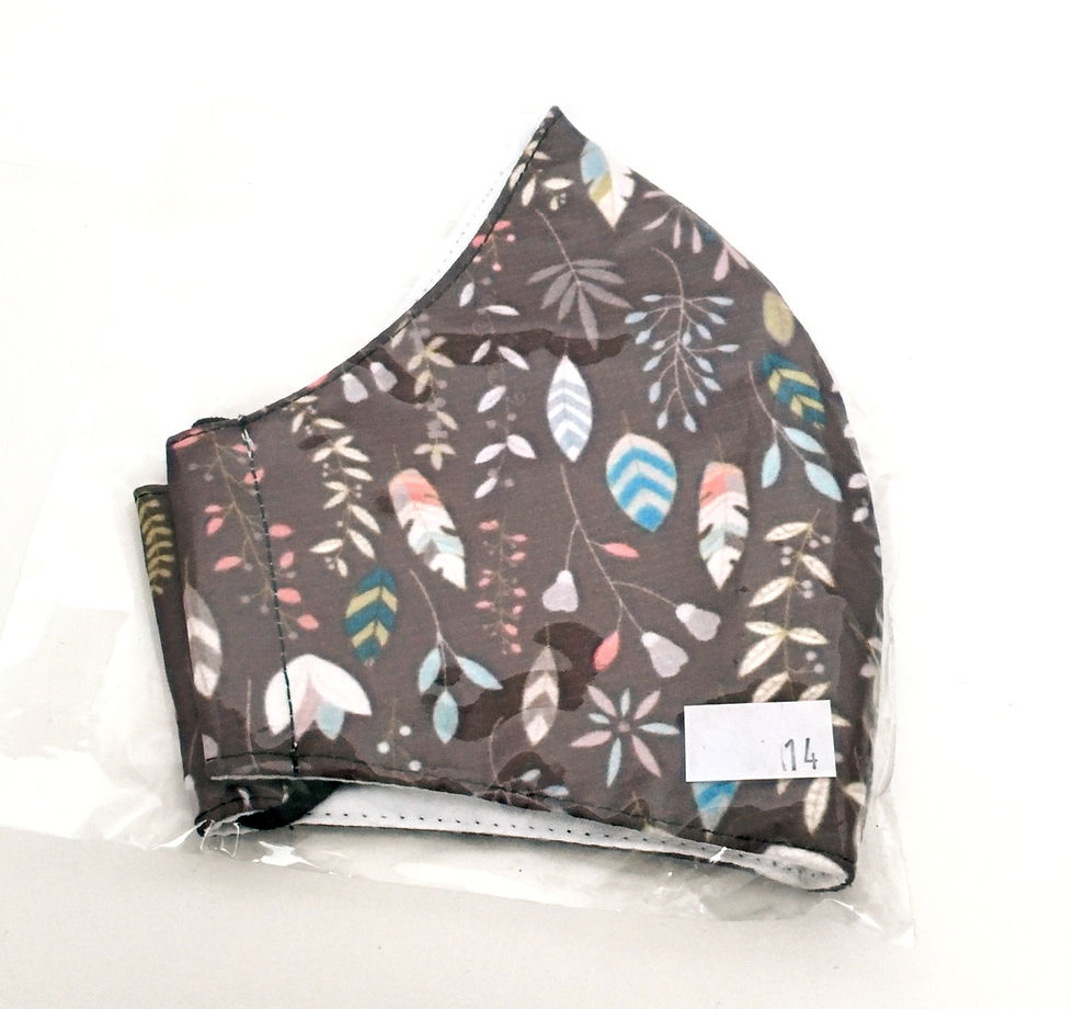 Thumbnail: Side view of folded brown base with moss, coral & baby blue floral print