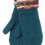 Thumbnail: Solid teal knit wool mittens with multi-colored silk & wool cuffs