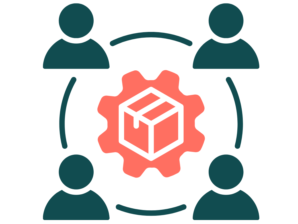 An icon representing a structured framework visual showing multiple stakeholders connected through one centralized operational foundation — representing what scalable client delivery looks like when the backend is built to hold variation.