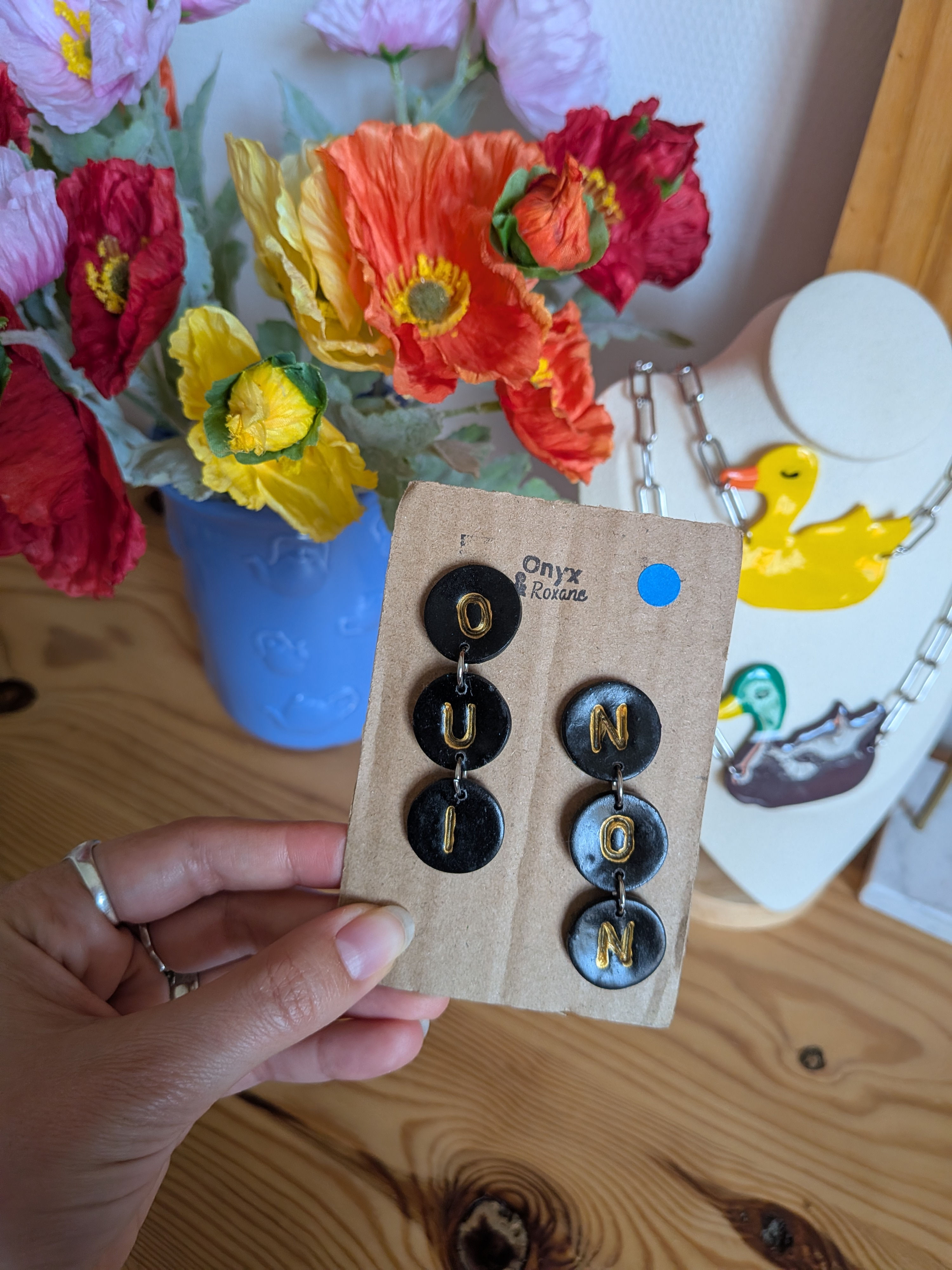Boucles d'oreilles MELISSA "OUI NON" noires