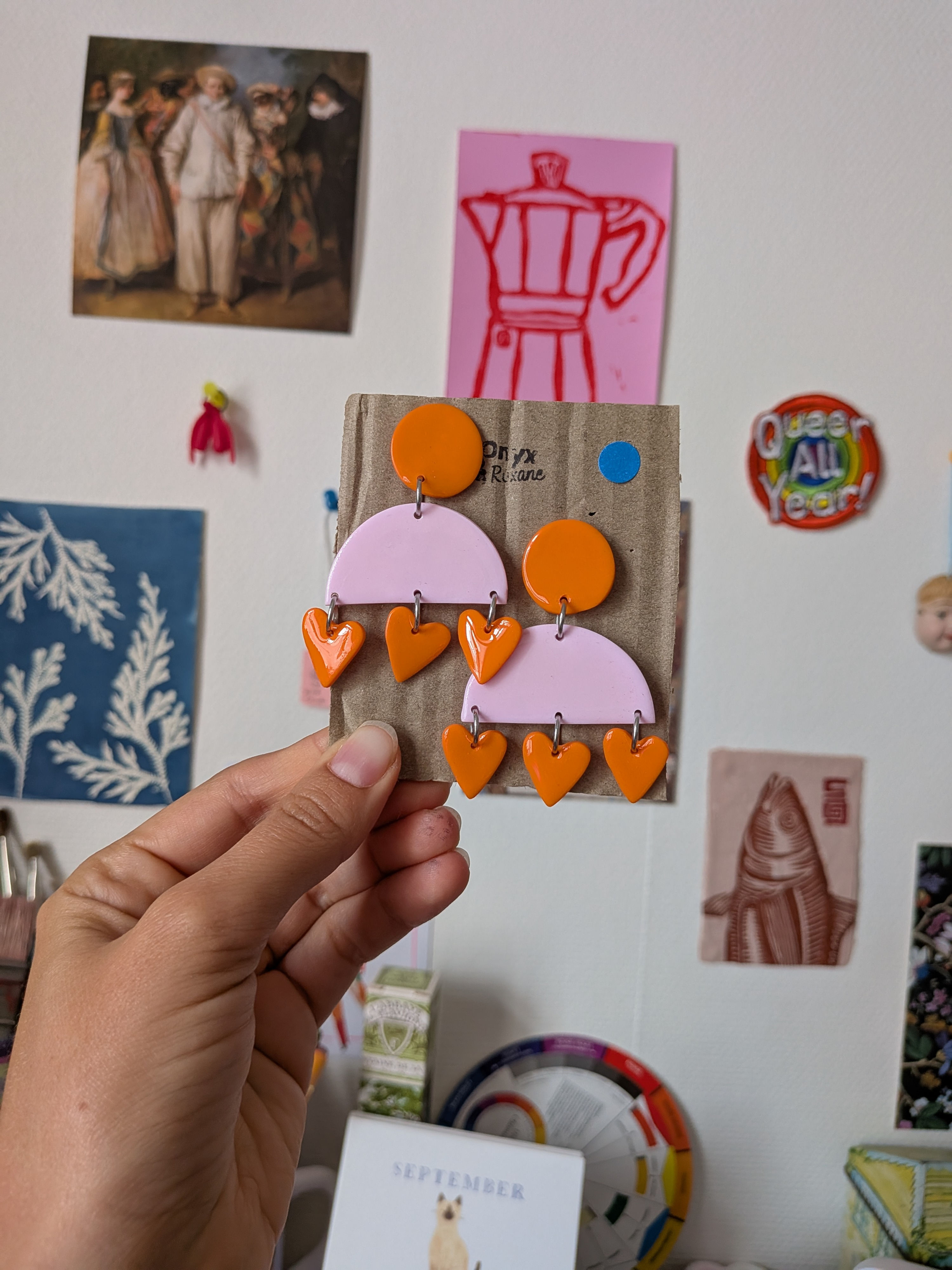 Boucles d'oreilles EGOA rose pâle et orange