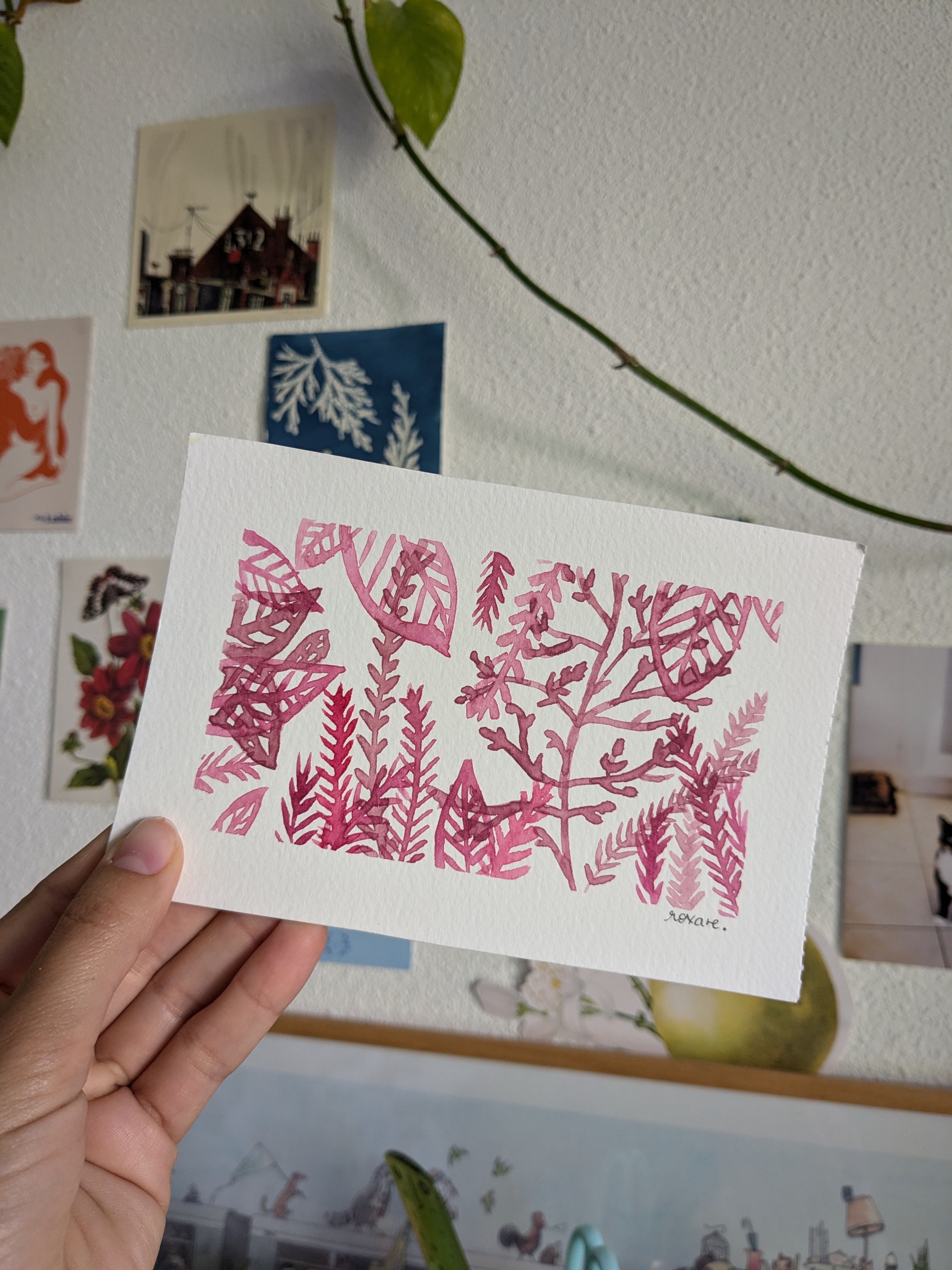 "Jungle pourpre" illustration aquarelle originale